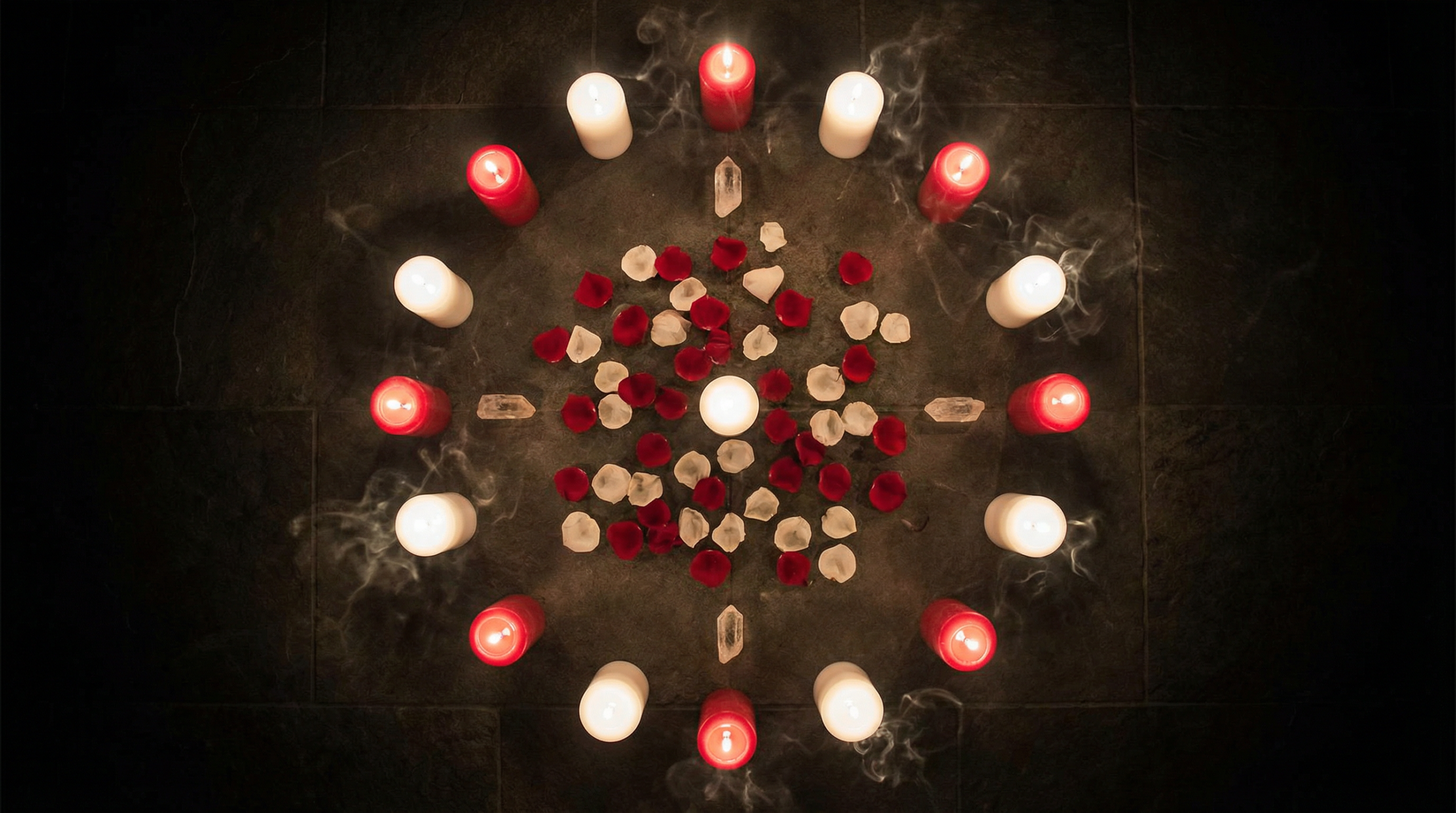 Sacred candle circle ritual used in African love spell ceremonies