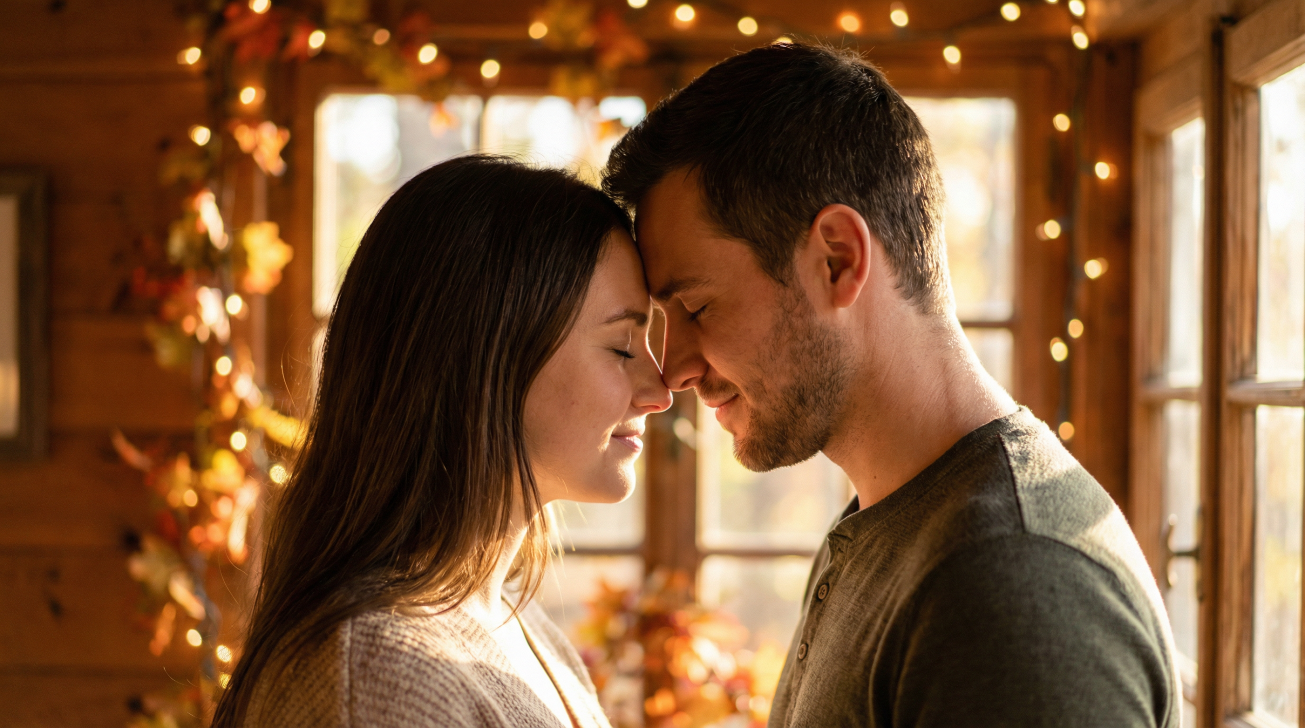 Intimate couple touching foreheads showing deep love connection restored by spells