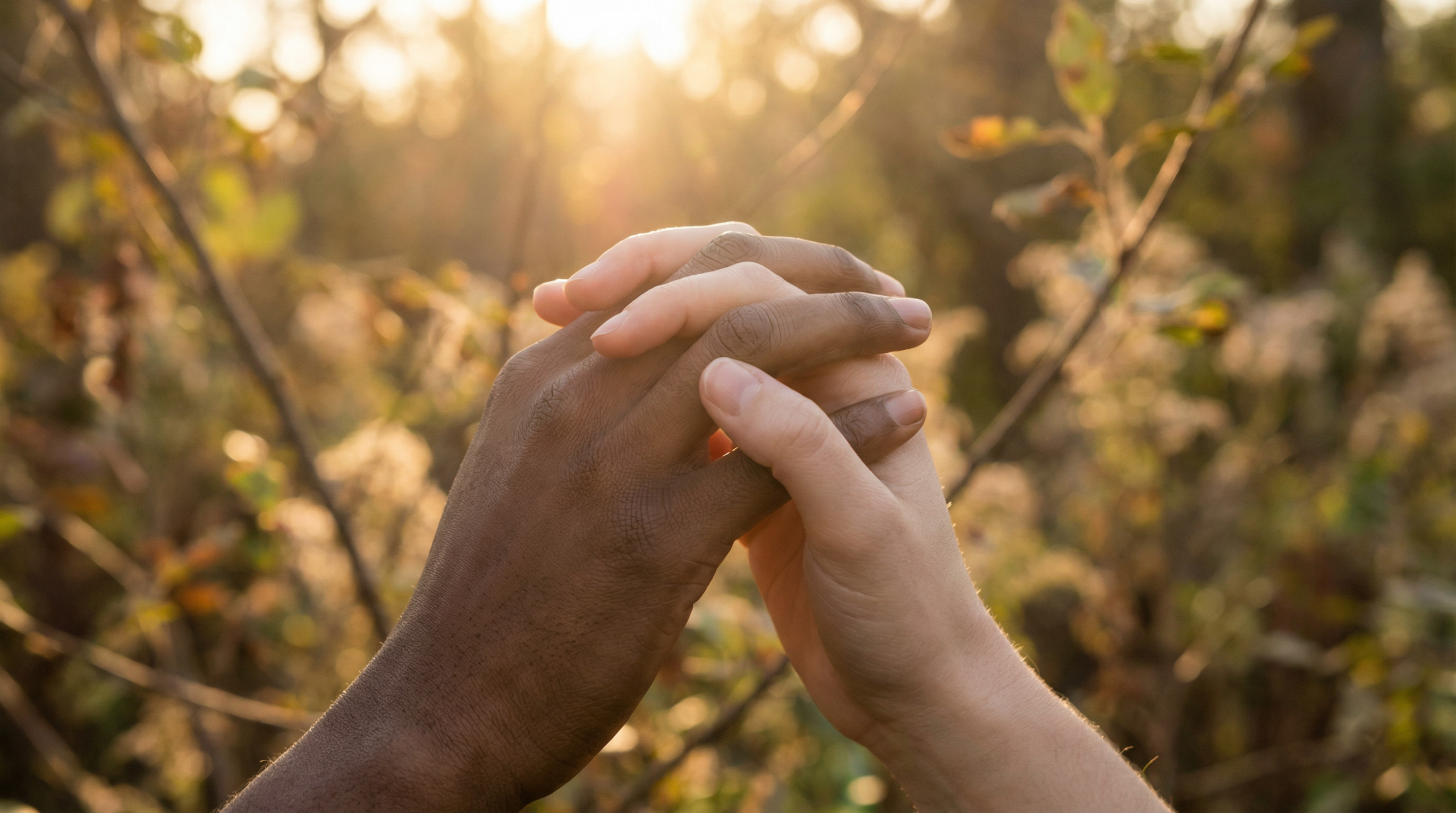 Happy couple holding hands after successful love spell reunion