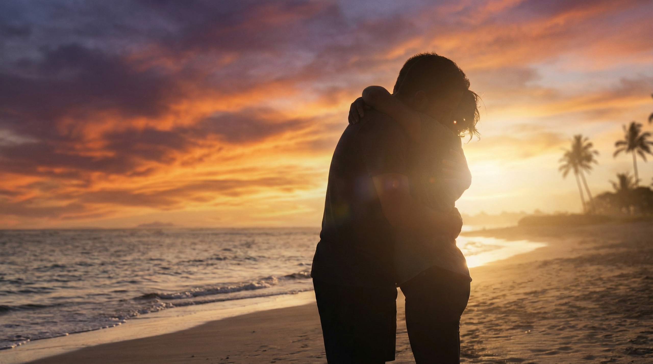 Couple reuniting at sunset after successful love spell by Baba Ali