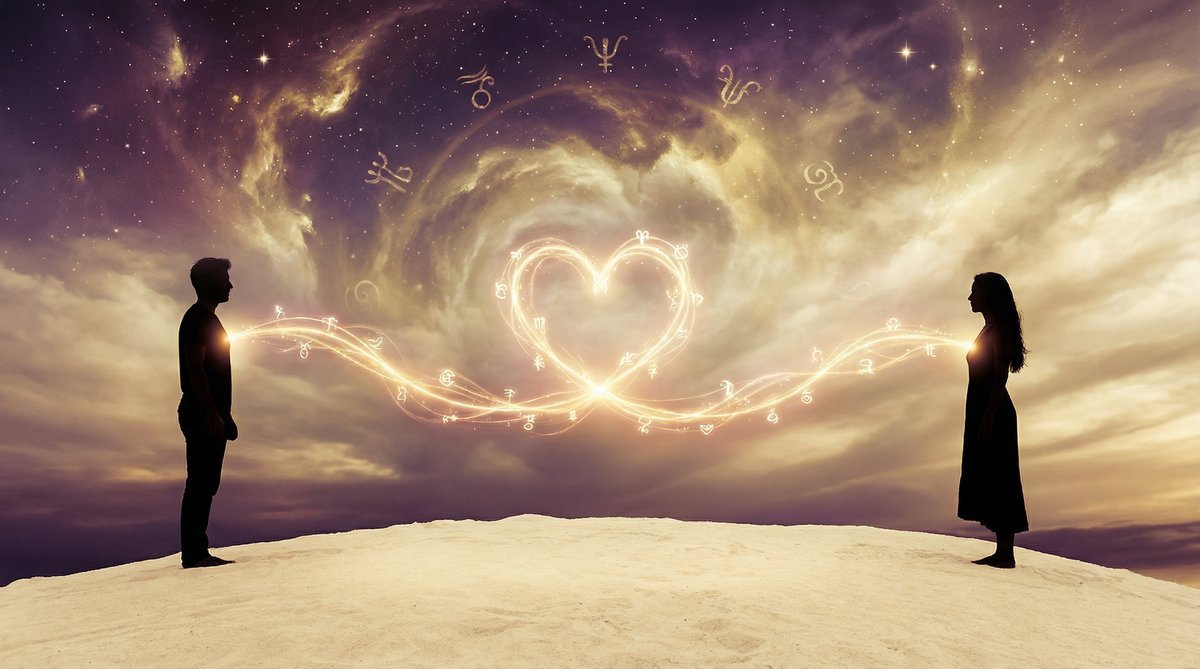 An ethereal golden thread connecting two people's hearts, symbolizing a lasting emotional connection even when separated.