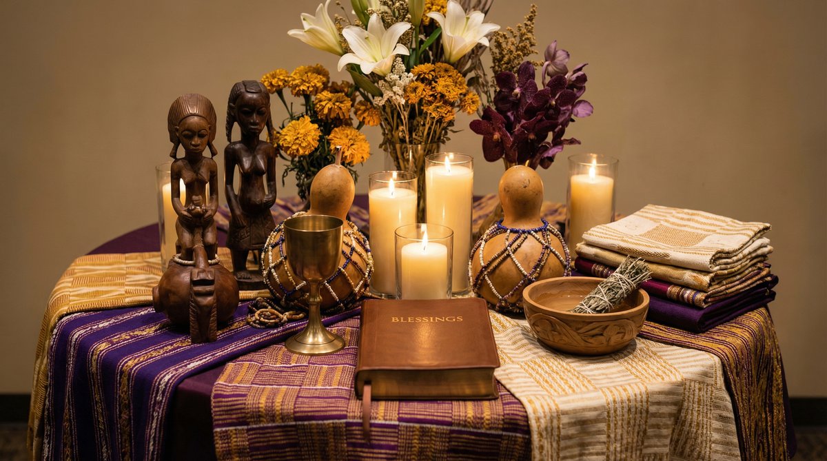 Spiritual marriage blessing - traditional African items for a sacred marriage ceremony.