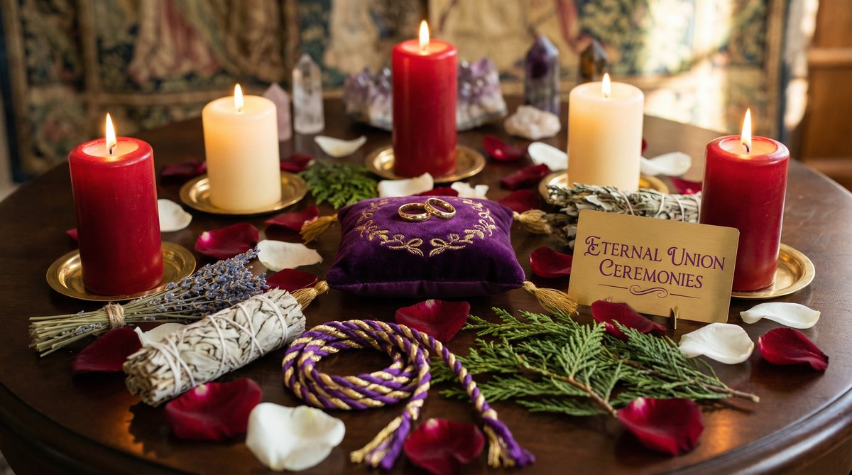 Marriage restoration spell - a sacred ritual with candles and herbs to strengthen a marriage.