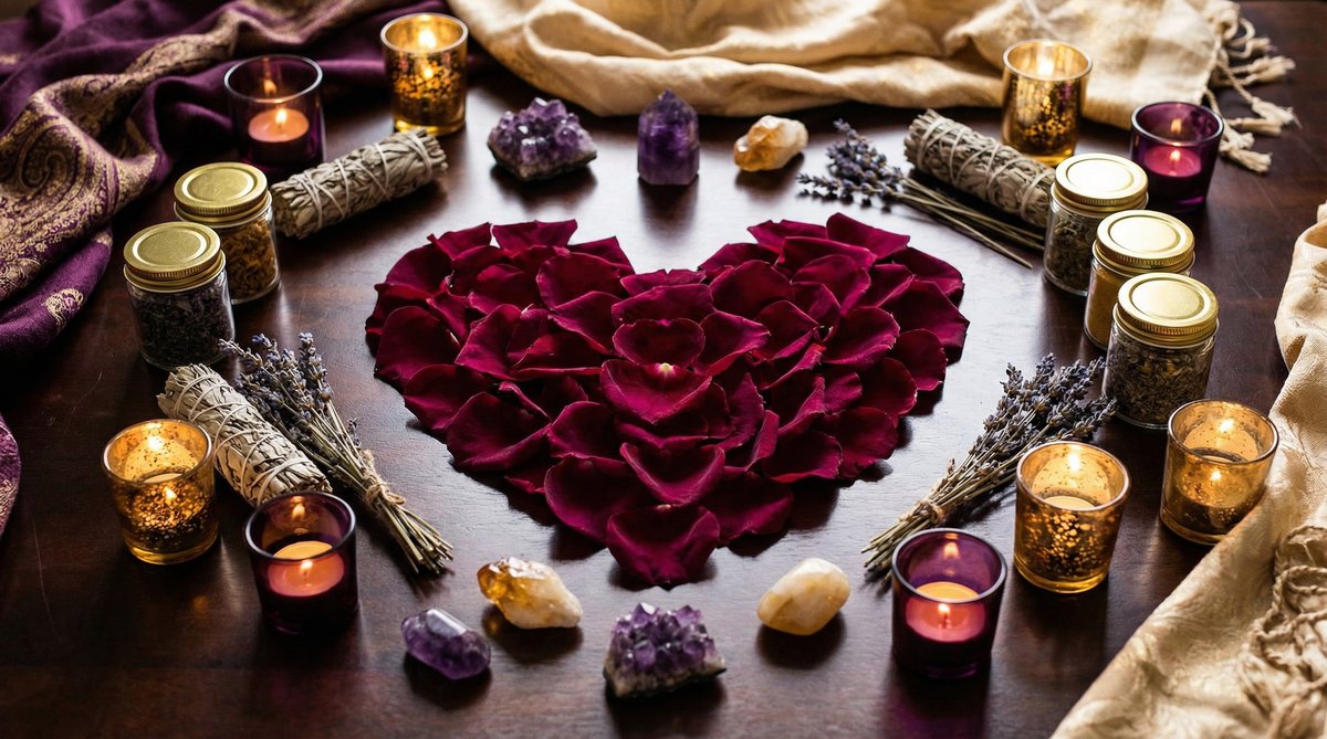 Love spells to get your ex back - a heart of rose petals for a powerful love spell.