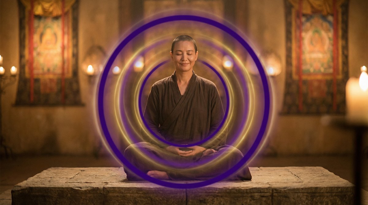 A spiritual practitioner's focused meditation channels energy, influencing how long a love spell takes to work.