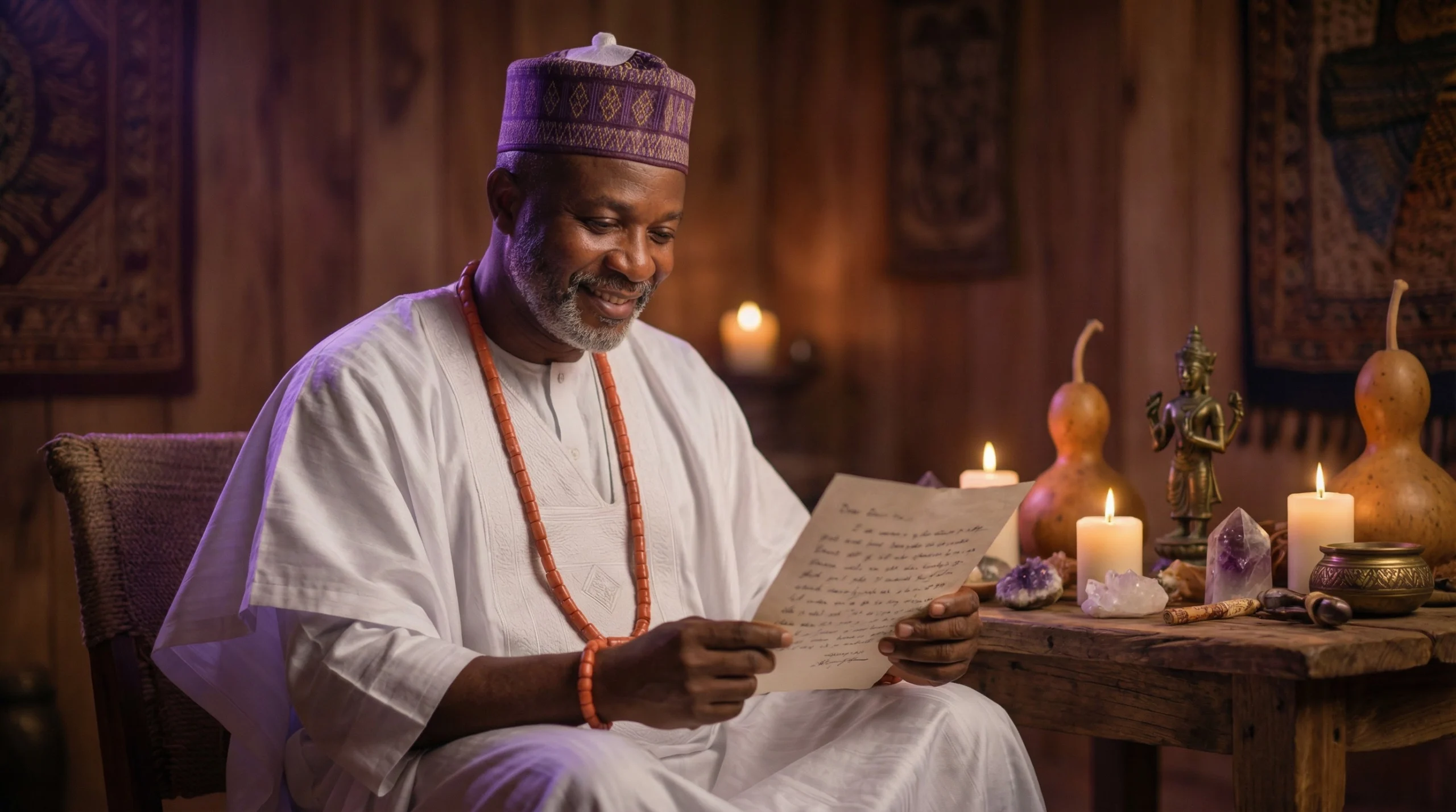 Baba Ali receiving gratitude from a satisfied client, representing the many testimonials he has received.