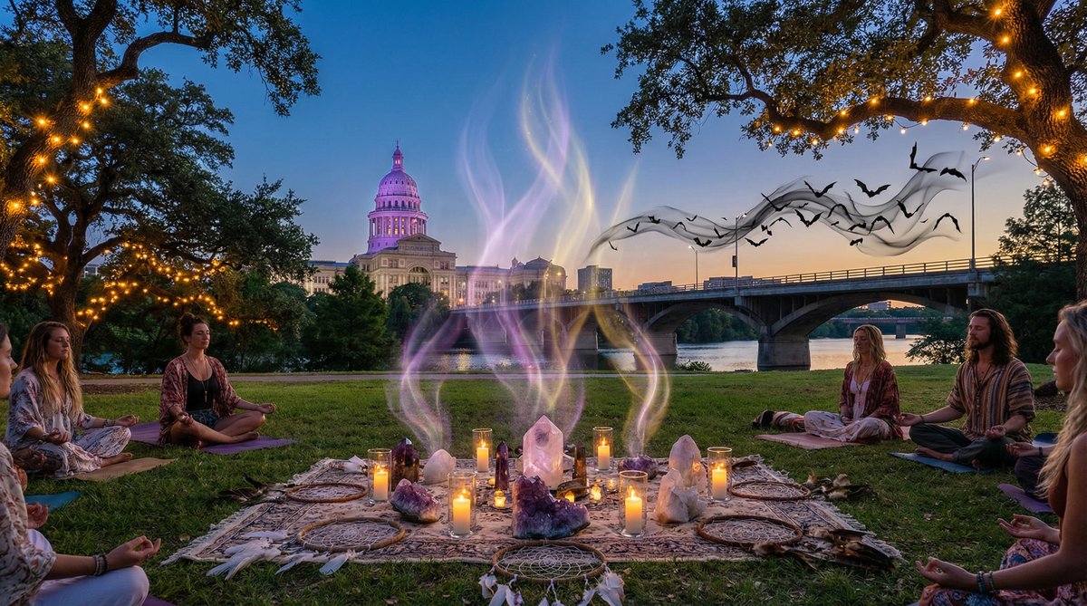 Austin spiritual scene imagery reflecting the city's spiritual heart and love spell energy